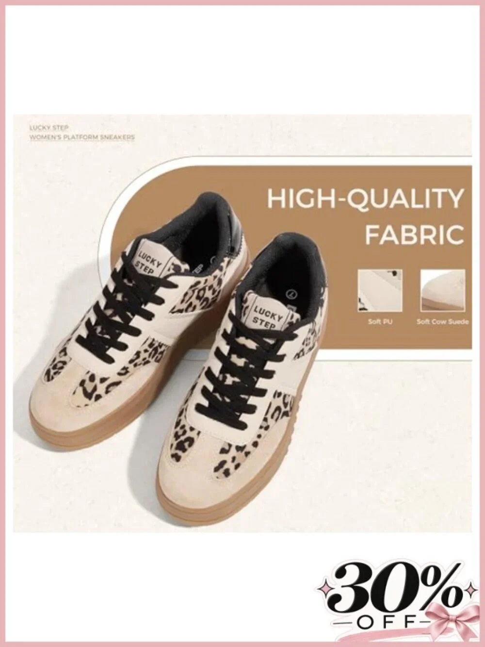 Lace Up Platform Sneakers Thick Sole Comfortable Faux Leather Low Top Walking